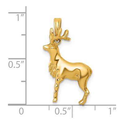 14K Yellow Gold 3D Reindeer Charm – view 6