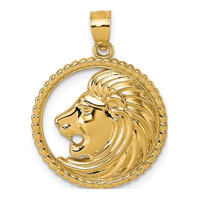 14K Yellow Gold Lion Pendant