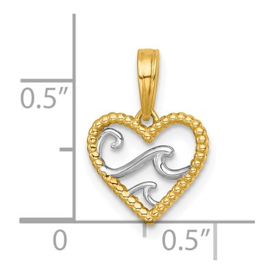 14K Yellow Gold Reversible Waves Heart Pendant – view 5