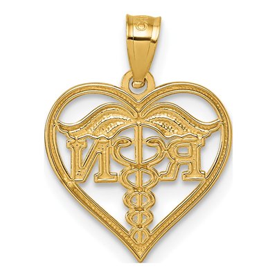 14K Yellow Gold RN Symbol Open Heart Pendant – view 4
