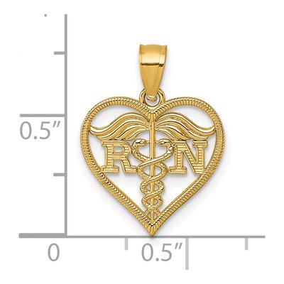 14K Yellow Gold RN Symbol Open Heart Pendant – view 5