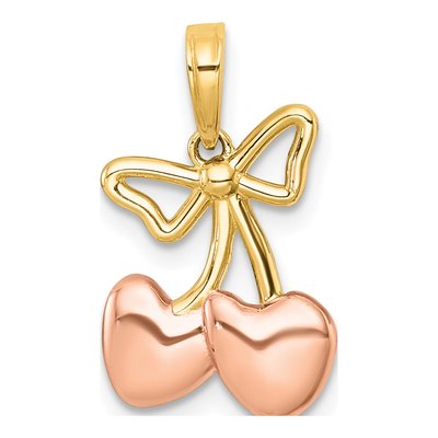 14K Yellow Gold Heart Cherries Charm – view 4
