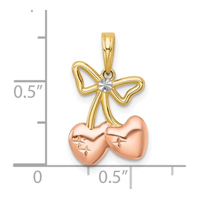 14K Yellow Gold Heart Cherries Charm – view 5