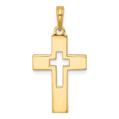 14K Yellow Gold Cut-Out Latin Cross Charm – view 4
