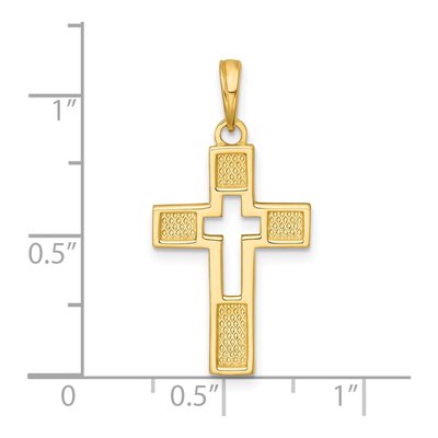 14K Yellow Gold Cut-Out Latin Cross Charm – view 5