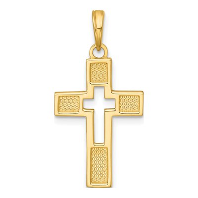 14K Yellow Gold Cut-Out Latin Cross Charm