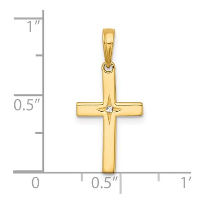 14K Yellow Gold Diamond-Cut Latin Cross Pendant – view 5