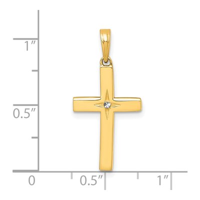 14K Yellow Gold Diamond-Cut Latin Cross Pendant – view 5