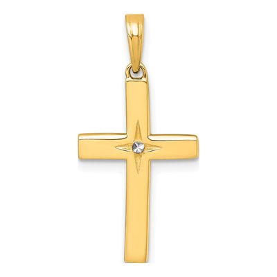 14K Yellow Gold Diamond-Cut Latin Cross Pendant