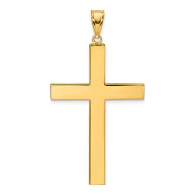14K Yellow Gold Hollow Latin Cross Pendant