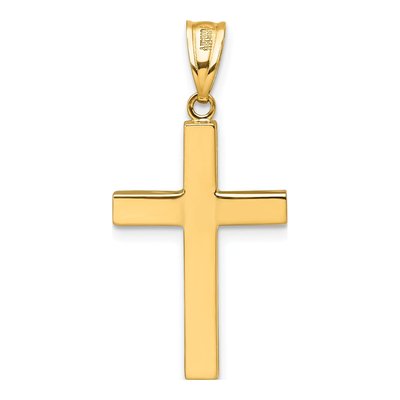 14K Yellow Gold Hollow Latin Cross Pendant – view 4
