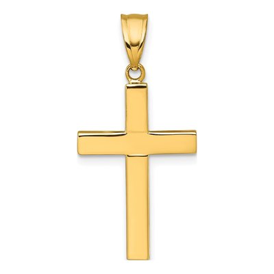14K Yellow Gold Hollow Latin Cross Pendant