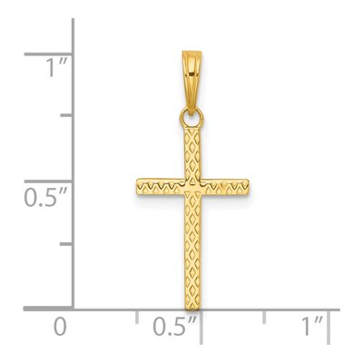14K Yellow Gold Textured Cross Pendant – view 5