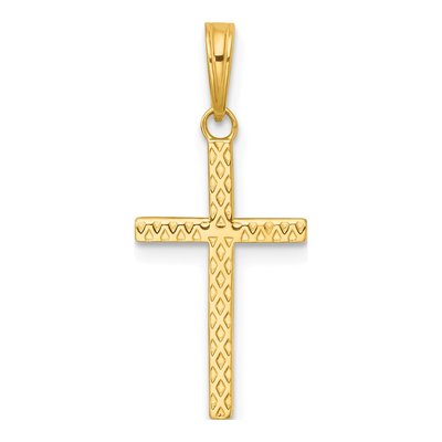 14K Yellow Gold Textured Cross Pendant