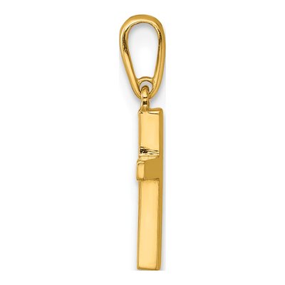 14K Yellow Gold Knife Edge Latin Cross Pendant – view 3