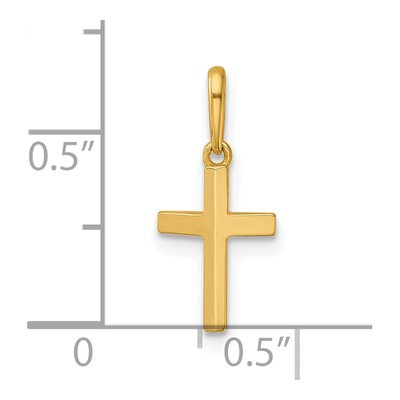 14K Yellow Gold Knife Edge Latin Cross Pendant – view 5
