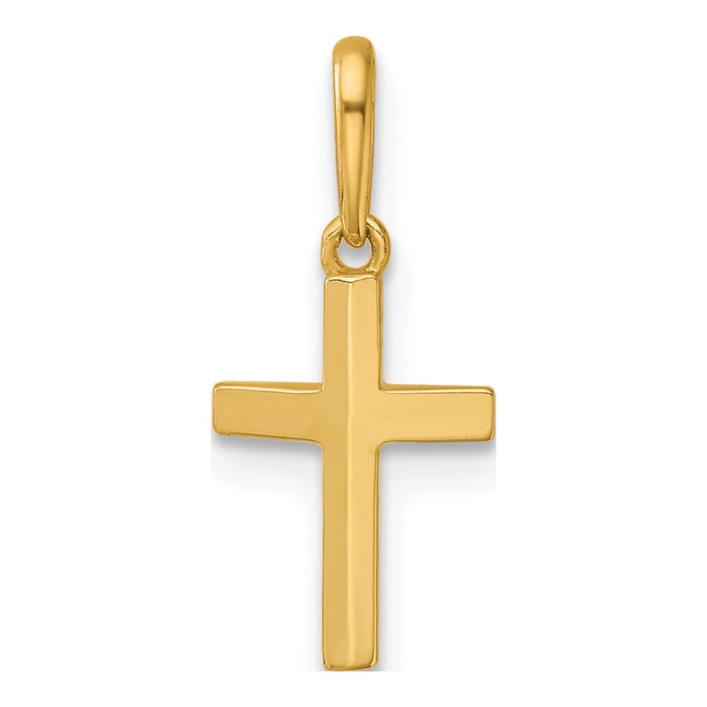 14K Polished Knife Edge Top Latin Cross Charm / Pendant