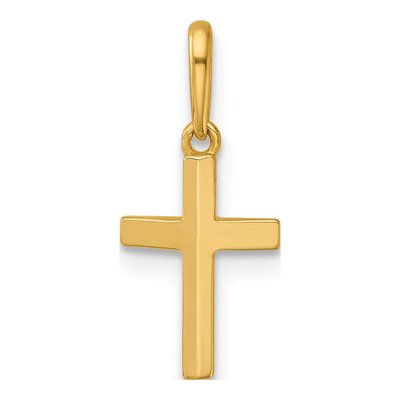 14K Yellow Gold Knife Edge Latin Cross Pendant