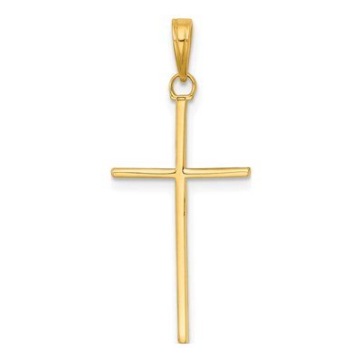 14K Yellow Gold 3-D Stick Cross Pendant