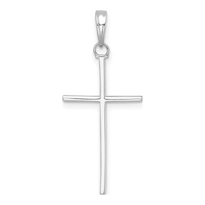 14K White Gold 3-D Stick Cross Pendant