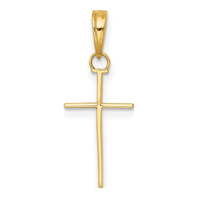 14K Yellow Gold 3-D Stick Cross Pendant – view 4