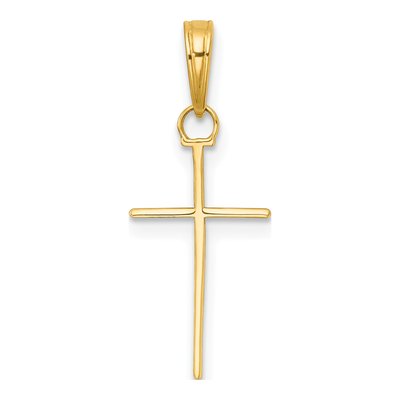 14K Yellow Gold 3-D Stick Cross Pendant