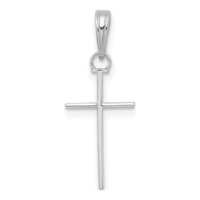 14K White Gold 3-D Stick Cross Pendant