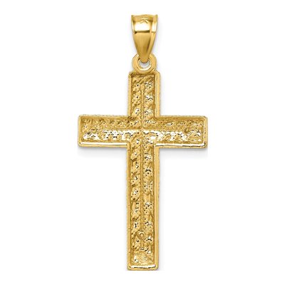 14K Yellow Gold Diamond-Cut Latin Cross Pendant – view 4