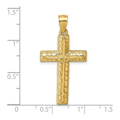 14K Yellow Gold Diamond-Cut Latin Cross Pendant – view 5