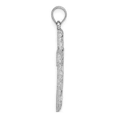 14K White Gold Diamond-Cut Latin Cross Pendant – view 3