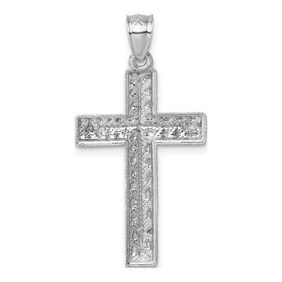 14K White Gold Diamond-Cut Latin Cross Pendant – view 4