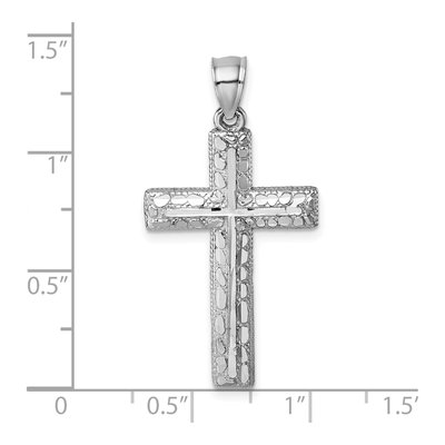 14K White Gold Diamond-Cut Latin Cross Pendant – view 5