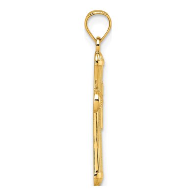 14K Yellow Gold Diamond-Cut Cross Pendant – view 3