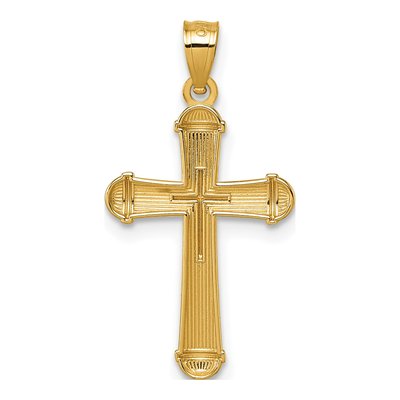 14K Yellow Gold Diamond-Cut Cross Pendant – view 4