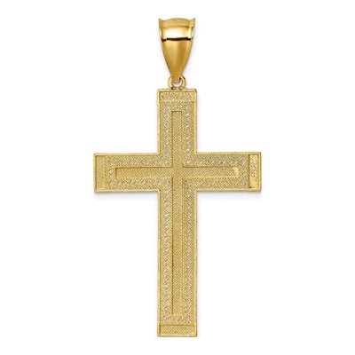 14K Yellow Gold Diamond-Cut Cross Pendant – view 4