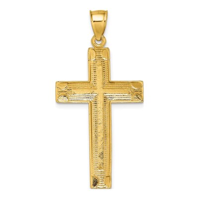 14K Yellow Gold Diamond-Cut Latin Cross Pendant – view 4