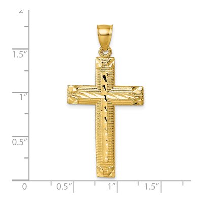 14K Yellow Gold Diamond-Cut Latin Cross Pendant – view 5