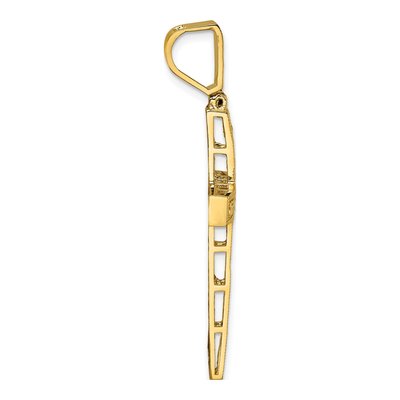 14K Yellow Gold Diamond-Cut Fancy Latin Cross Pendant – view 3