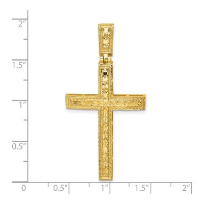 14K Yellow Gold Diamond-Cut Fancy Latin Cross Pendant – view 5