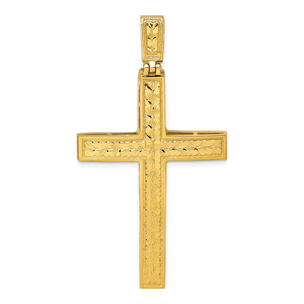 14K Polished Diamond-Cut Fancy Latin Cross Pendant