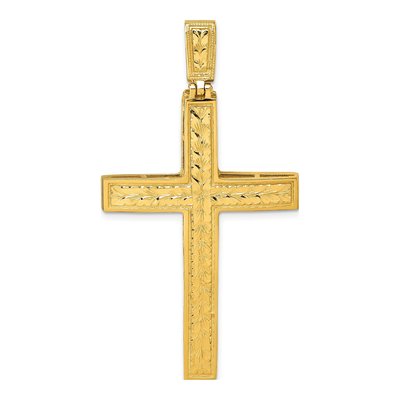 14K Yellow Gold Diamond-Cut Latin Cross Pendant