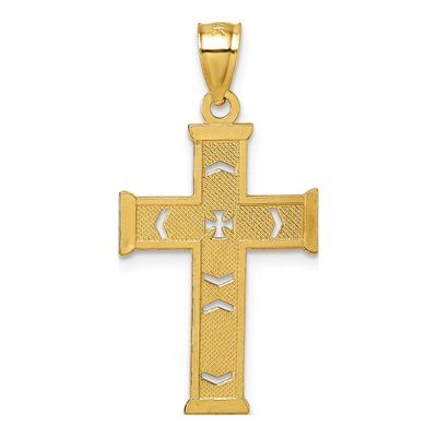 14K Yellow Gold Diamond-Cut Cross Pendant – view 4