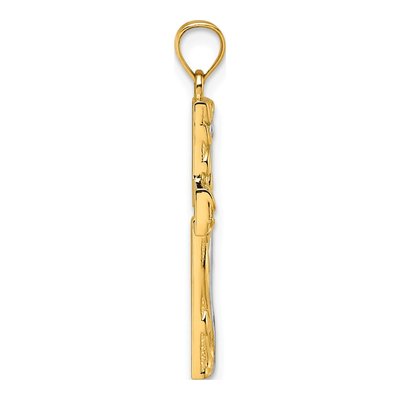 14K Yellow Gold Floral Tree Cross Pendant – view 3