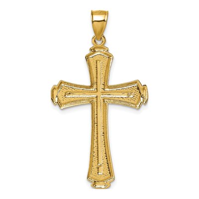 14K Yellow Gold Diamond-Cut Cross Pendant – view 4