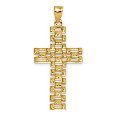 14K Yellow Gold Diamond-Cut Latin Cross Pendant – view 4