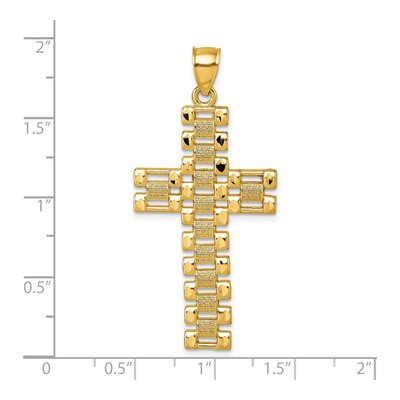 14K Yellow Gold Diamond-Cut Latin Cross Pendant – view 5