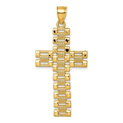 14K Yellow Gold Diamond-Cut Latin Cross Pendant