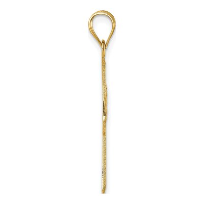 14K Yellow Gold Diamond-Cut Lattice Cross Pendant – view 3