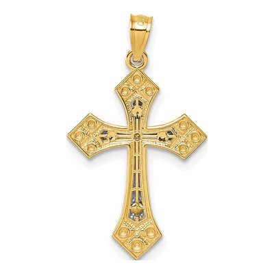 14K Two-Tone Gold Diamond-Cut Passion Cross Pendant – view 4