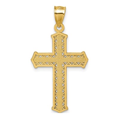 14K Yellow Gold Diamond-Cut Cross Pendant – view 4